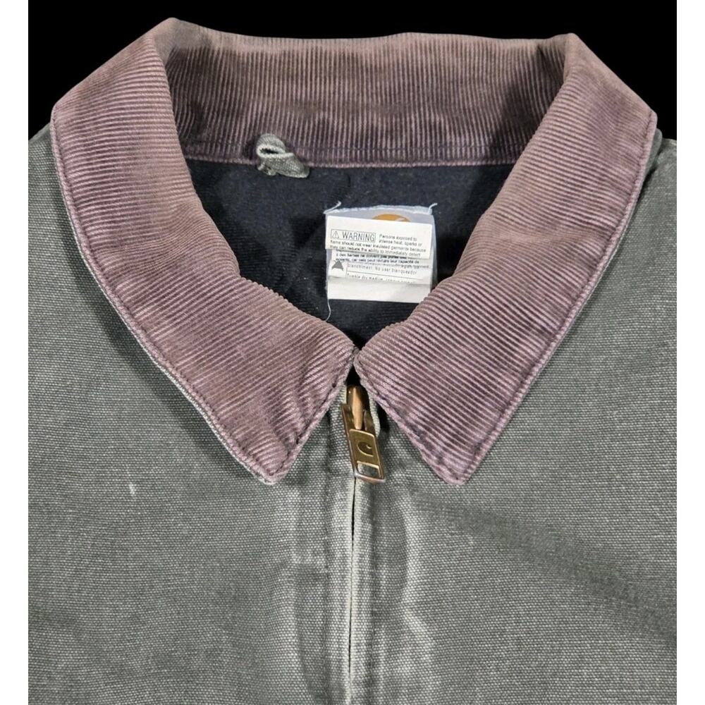 Vtg Carhartt Sante Fe Canvas Jacket J14 MOS Corduroy Collar Y2K Distressed 3XL - Picture 5 of 16